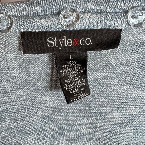 Style & Co light blue and white heathered tunic sweater top size large - Picture 4 of 4